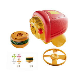 ChildrenS Spinning Top Toy Glowing And Rotating Ufo Hamburger Fries Hot Dog Mainan Gasing Berputar COD