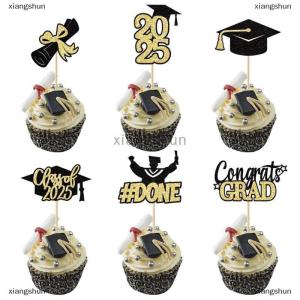 [COD] xiangshun Lớp 2025 tốt nghiệp cupcake Topper-Kỷ Niệm Ngày Tốt nghiệp với long lanh chúc mừng GRAD cupcake chọn trang trí