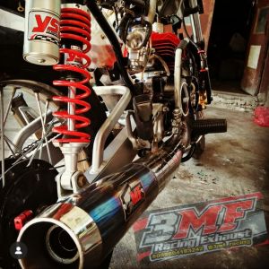 Knalpot Standar Racing RX KING RX SPECIAL Chroom Ujung Biru/ knalpot rx king model standar/ knalpot rx king standar racing/ knalpot rx king standar suara racing garing kemrincing/ kenalpot standar racing rx king krum ujung biru