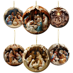 2D Wooden Baby Birth Baptism Ornament Easter Party Home Decoration Pendant Religious Wall Hanging