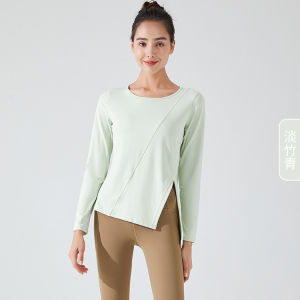 alo yoga Áo Yoga Cho Nữ Quần Áo Tập Thể Dục Chéo Cảm Giác Khỏa Thân Nhanh Khô Tay Dài T Áo Sơ Mi Thể Thao Chạy Bộ Rộng Rãi