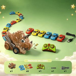 MODAQUICK 2.4G RC Dinosaur Truck Tyrannosaurus Rex Eating Cars Rechargeable Toy Gift
