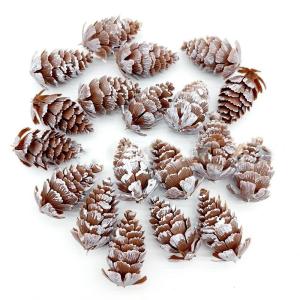 10/100Pcs Christmas Artificial Frosted Pine Cones Fake Pinecone Decoration Xmas Garland Craft Making Supplies Winter Party Photo Props