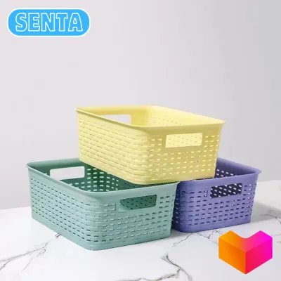 Senta - Keranjang Serbaguna / Storage Box Organizer Keranjang Penyimpanan Bin Pantry Pakaian / Tempat Bumbu Dapur Sabun Makeup Buku Atk / Keranjang Laundry