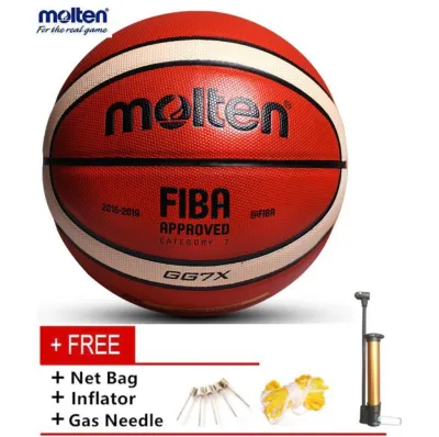 【FREE BAG】*SG Stock* Molten GG7X 2015 - 2019 Series Basketball Indoor/outdoor FIBA Official Approved Match Basketball Size 7 Mens PU Leather Training Basketball Come with free Pump Needle Net & Free Sling Bag.