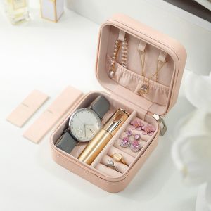 Storage Box Portable Necklace Jewelry Ring Zipper Box Multifunctional Travel Storage Box
