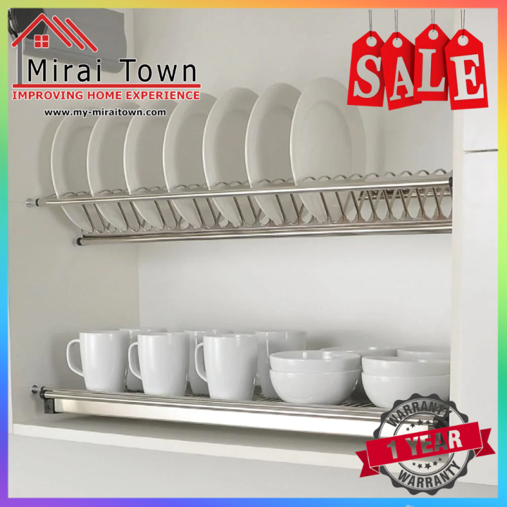 MIRAI 2 Tier Kitchen Metal Stainless Steel 201 Dish Rack Drainer