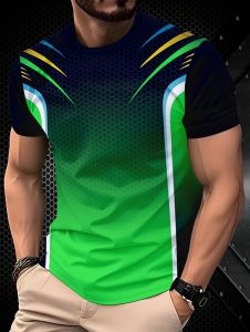 Mens Gym Summer T-Shirt Short Sleeve O-Neck Tees Fashion Casual Tops Football T-Shirt Fitness Sports Quick-Dry Mens Clothing
