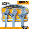 Ingco 3pcs Adjustable Wrench Set / Katala Open Monkey Wrench Multi-Function Spanner SUPER SELECT HADWK031 IHT. 