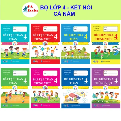 Sách - Trọn Bộ 8 Quyển Bài Tập Tuần Đề Kiểm Tra Toán và Tiếng Việt Lớp 4 - Kết Nối - Cả năm học