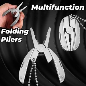 Mini Folding Pliers Multifunction Keychain Screwdriver Portable Camping Essential Tool