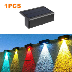 โคมไฟติดผนังสี RGB พลังงานแสงอาทิตย์กลางแจ้ง ไฟรั้วปรับสีได้ บรรยากาศแสง ไฟสวน ไฟตกแต่ง แสงสว่างสูง แสงสว่างที่ยาวนาน