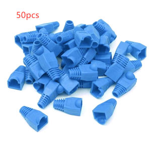 50ชิ้น BOOT ต่อหัว RJ45 Cat6 Cat5 พร้อมฝาครอบกันดึง (สีน้ำเงิน)