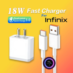 Fast Charger 6A Infinix 18W  MICRO USB and  Type C Port Charger with Data Cable