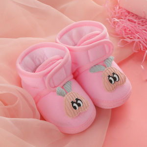 DENOSWIM 0-18Months Cute Super Soft Newborn Flat Shoes Mid-tube Girls Soft Soled Shoes Non-slip Cartoon Infant Casual Shoes