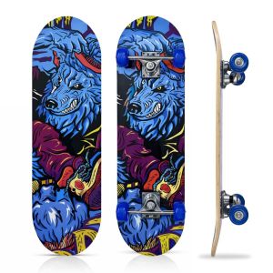 Skateboard for Kids and Teens 27.5 Inch 70x20cm Complete Skate Board Beginner Practice Board with Anti Slip Deck Smooth Wheels Outdoor Riding Cruiser for Boys Girls