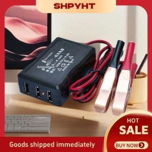 SHPYHT✨ 1Pcs 12V 24V To 5V Emergency Power USB Adapter With 3USB Ports And Battery Clip For High-Efficient Phone Charging