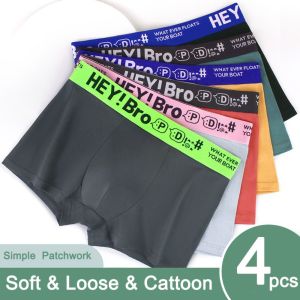 PERCEPT 4PCS กลางเอว กางเกงในผ้าฝ้ายผู้ชาย จดหมายที่พิมพ์ บาง ชุดชั้นในไร้รอยต่อสำหรับผู้ชาย สะดวกสบาย ชุดชั้นใน บ็อกเซอร์ชาย ของขวัญ