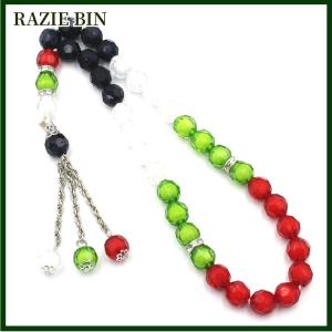 RAZIE BIN Palestine Flag Color Country Map Bracelet Muslim Small Bead Acrylic Rosary Beads Worship Bracelet Eid Islamic Prayer Beads