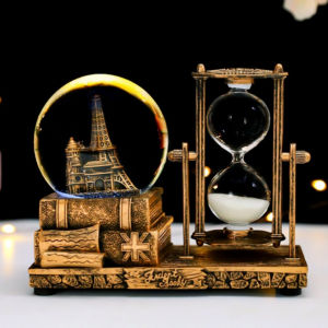 Hàng sẵn Hộp Nhạc Qủa Cầu Pha Lê Và Đồng Hồ Cát Có Nhạc Phong Cách Retro Cổ Điển Hộp Nhạc Decor Đèn Trang Trí