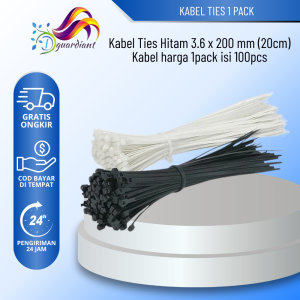 Kabel Ties Hitam 3.6 x 200 mm (20cm) Kabel Tie /Pengikat Kabel/ Dasi Kable harga 1pack isi 100pcs