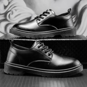 Suit leather shoes mens summer British style business dress students increase casual soft soled waterproof black big head shoes