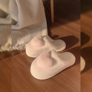 XIXITIAO Womens Winter New Cotton Slippers Girls Heart Three-Dimensional Love Closed Toe Cotton Slippers Leisure Home Indoor Warm Soft Sole Shoes
