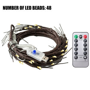 【Hibeautylife】72LED/48LED Tree Branch Lamp USB Powered DIY Festive Tree Vine Light For Home Decoration Solar Powered Willow Vine Lights