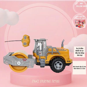( Ảnh tự chụp) Xe lu đồ chơi đầu lăn bằng kim loại các khớp chuyển động.Xe lu đồ chơi cho bé -siêu xe điều khiển từ xa.