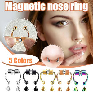 YUCHEN Hip Hop Women Gifts Men Stainless Steel Magnetic Ring Fashion Jewelry Septum Rings Fake Piercing Nose Ring