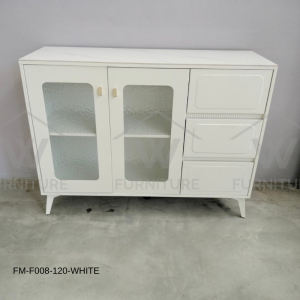 Wfurniture 140cm Display Cabinet with Glass Door/4ft 5ft Almari Sideboard Cabinet Drawer Storage Cabinet Living Cabinet