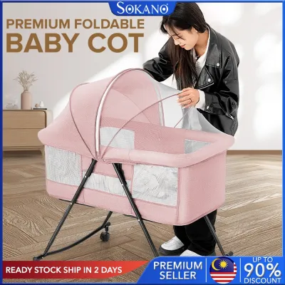 Obaby Paris OB026 Premium Foldable Baby Cot Adjustable Height Adjustable Angel Multi-function Rocking Cradle Baby Crib Portable Baby Cot Multifunctional Cradle Foldable Cradle