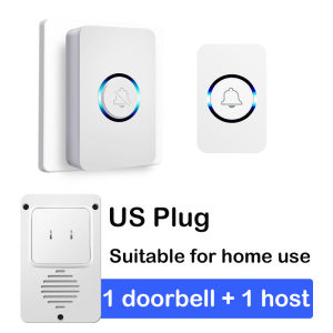 Boland Wireless Doorbell  Battery Powered 150M Range Remote Control Smart Doorbell One Button Mute Neck Hanging Cordless Call Bell US Plug