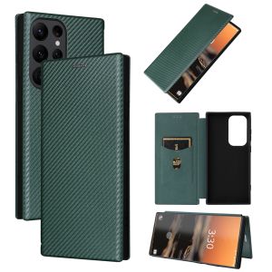 For Samsung Galaxy S23 S22 S21 S20 Ultra / S23 S22 S21 S20 S10 Plus / S10E S21 S20 FE Carbon Fiber Strong Magnetic Phone Case Card Slot Anti-Fall Flip Cover Casing