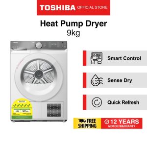 Toshiba T15 TD-BK100GHS(WW) 9Kg Heat Pump Dryer Energy Efficiency 5 Ticks