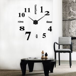 Frameless DIY Wall Clock Large Modern 3D Mirror Wall Clock Decor Sticker DIY Clock kit for Home Living Room Keimav