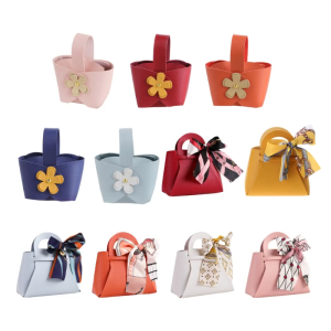 10 Pcs Candy Storage Bag Wedding Party Favor Box PU Leathers Mini Pouch for Bridal Shower Anniversary Party