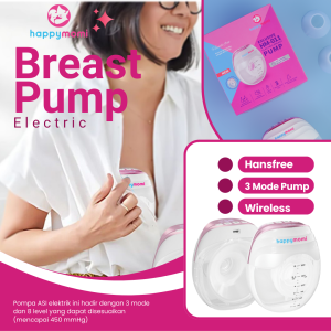 HAPPYMOMI Pompa ASI Elektrik Pompa ASI Handsfree Model Slim Breast Pump Electric 3 Mode Getar dengan Senyap
