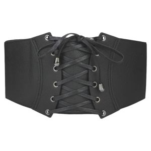 MIRELINA PU Leather Waist Belt Corset Solid Color Elastic Waistband Fashion Western Cowboy Belt Wide Belts for Dress Coat