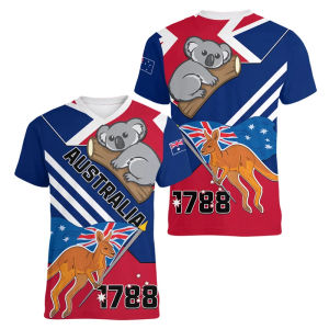[Local Stock] VCC Australia Kangaroo Graphic T-shirt Mens 3d Print T-shirt Daily Sports V Neck Short Sleeve Fitness GYM Tops Summer Football Tees