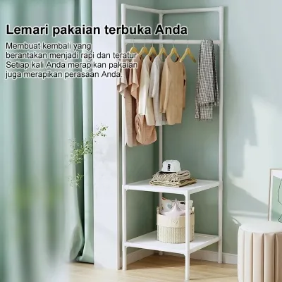 RAK GANTUNGAN BAJU SUDUT EMMA CLOTH RACK TEMPAT PENYIMPANAN SUDUT MULTIFUNGSI PAKAIAN GANTUNG HANGER 2 SUSUN GROSIRSTORE168