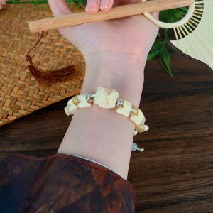 New Chinese keel string lion dance bracelet literary and ethnic style woven rope bracelet adjustable jewelry high-end accessories