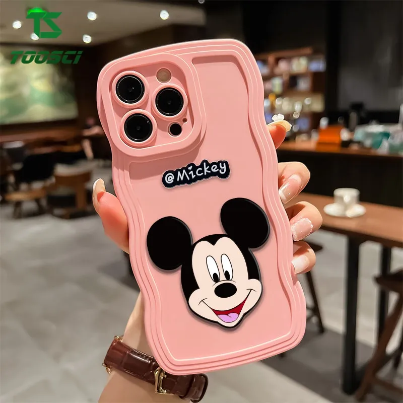 Cute 3D Stereo Cartoon Mickey Phone Case HP Wave Border Soft TPU