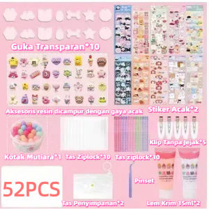 【Mewah】605Pcs DIY Guka Set Gantungan Kunci Akrilik DIY Set Luca Kotak Guka Cream Kartun Stiker Set Mainan Anak Perempuan Hadiah Ulang Tahun