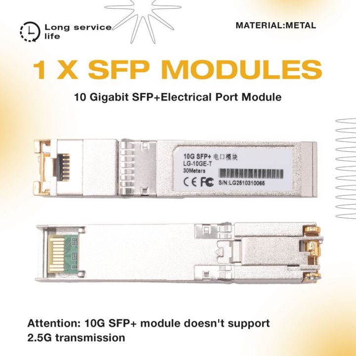 10G + Module 10GbE Copper Modules Optical Port Turn to RJ45 Ethernet ...