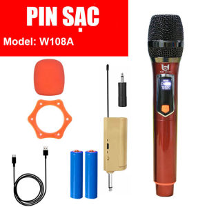 Micro Không Dây Pin Sạc Karaoke Ampli Loa Kéo