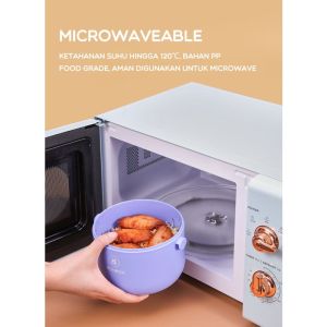 BONBOX Kotak Makan Lunch Box Microwaveable Pegangan Portabel Termasuk Sendok Garpu Bahan PP Food Grade BTW10 Blue