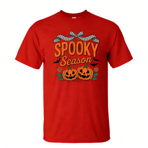 [Local Stock] HBESTY  Spooky Season Pumpkin Bow Bat Floral Halloween Men Summer Cotton T Shirt Retro Fall Holiday Graphic Short Sleeve Apparel