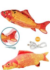 Artificial Fake Fish Doll Cat Fish Toy Plush Pillow Bite Chew Toy Kitten Pet Toy Simulation Mainan Kucing Mainan Bayi USB充电模式玩具鱼