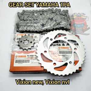 GEAR SET + RANTAI GIGI TARIK YAMAHA 1PA UNTUK MOTOR VIXION NEW VIXION NVL MX KING R15 OLD XABLE